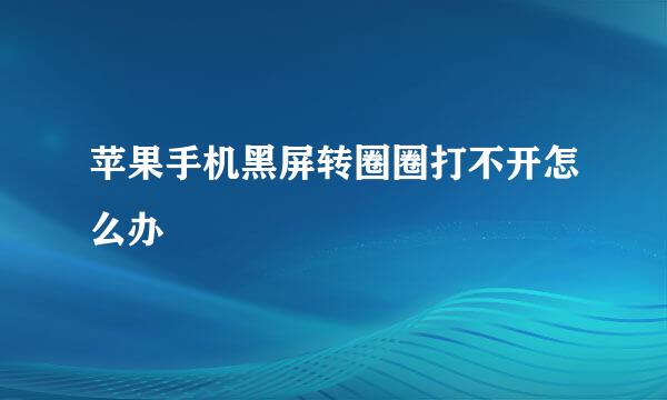 苹果手机黑屏转圈圈打不开怎么办