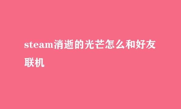 steam消逝的光芒怎么和好友联机