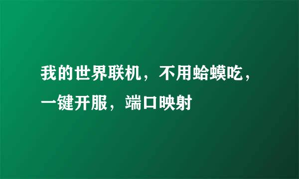 我的世界联机，不用蛤蟆吃，一键开服，端口映射