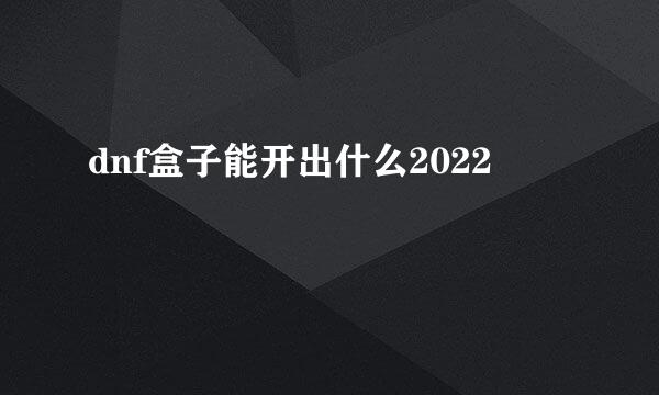 dnf盒子能开出什么2022