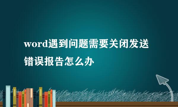 word遇到问题需要关闭发送错误报告怎么办