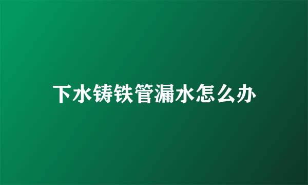 下水铸铁管漏水怎么办