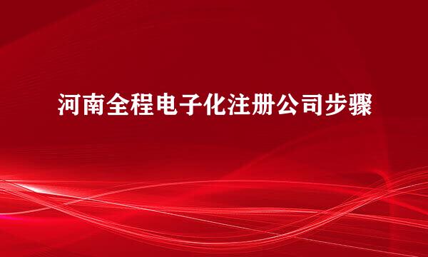 河南全程电子化注册公司步骤