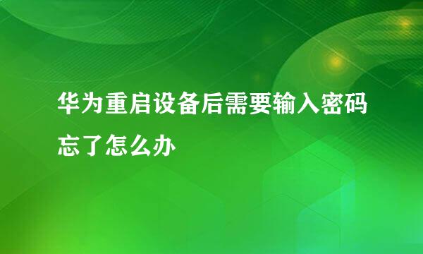 华为重启设备后需要输入密码忘了怎么办