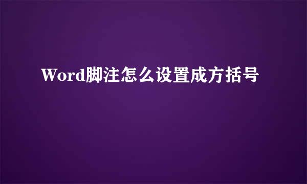 Word脚注怎么设置成方括号