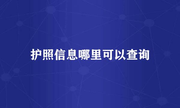 护照信息哪里可以查询