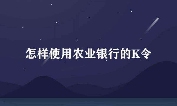 怎样使用农业银行的K令