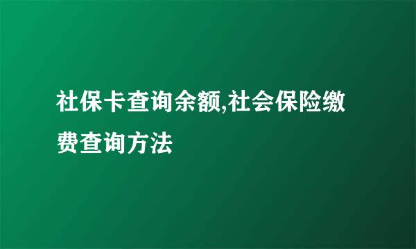 社保卡查询余额,社会保险缴费查询方法